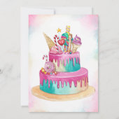 Invitation Gâteau sucré pour les filles rose mignon enfants 1 (Dos)