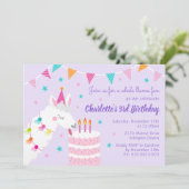 Invitation Gâteau tout Llama amusant 3ème anniversaire violet (Debout devant)