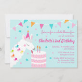 Invitation Gâteau tout Llama Fun 2e anniversaire Aqua (Devant)