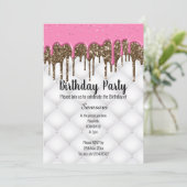 INVITATION GÂTEAU TUFÉ EN CHOCOLAT ROSE TOUTE OCCASION ANNIVE (Debout devant)