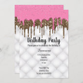 INVITATION GÂTEAU TUFÉ EN CHOCOLAT ROSE TOUTE OCCASION ANNIVE (Devant / Derrière)