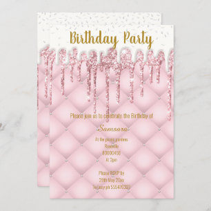 INVITATION GÂTEAU TUFÉ ROSE BLANC TOUTE OCCASION ANNIVERSAIRE