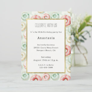 Invitation Gâteaux anniversaire Pink Cream Donuts