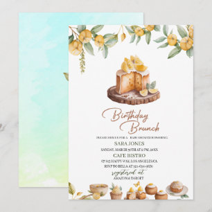Invitation Gâteaux citron Aquarelle Brunch d'anniversaire