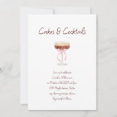 Invitation Gâteaux Cocktails Espresso Martini Nœud Rose Fête (Devant)