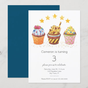 Invitation Gâteaux Cupcakes Aquarelle Anniversaire Petite Dou