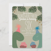 Invitation Gâteaux d'anniversaire de dinosaure mignon avec co (Devant)