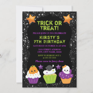 Invitation Gâteaux d'anniversaire Kawaii Halloween