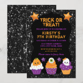 Invitation Gâteaux d'anniversaire Kawaii Halloween (Devant / Derrière)