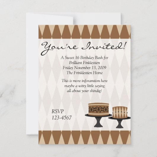 Invitation Gâteaux de Cocolate (Devant)