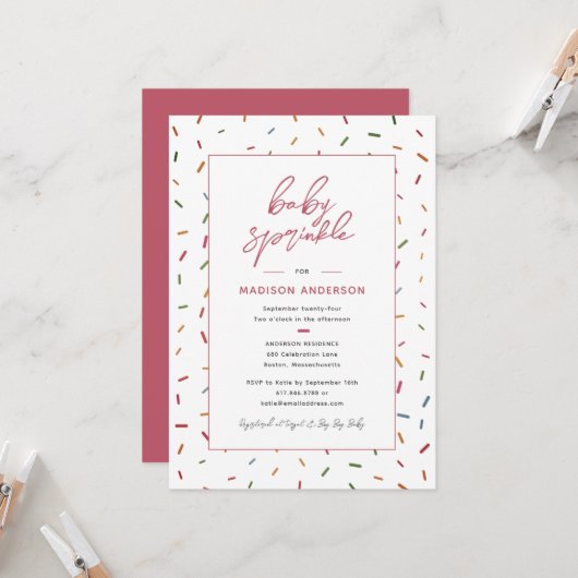 Invitation Gâteaux de Naissance Bébé Sprinkle Baby Shower (Devant/Arrière en situation)