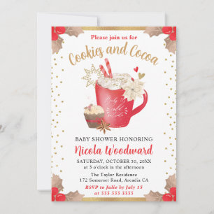 Invitation Gâteaux de Noël à l'aquarelle et Baby Shower au ca