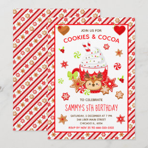 Invitation Gâteaux de Noël et Anniversaire Rouge au Cacao