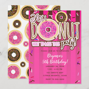 Invitation Gâteaux Donuts avec Paillettes Roses et Marrons po