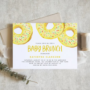 Invitation Gâteaux Donuts Baby Brunch Jaune Aiguillette Aquar
