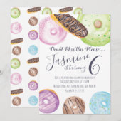 Invitation Gâteaux Donuts Éclairs Aquarelle Fête Anniversaire (Devant / Derrière)