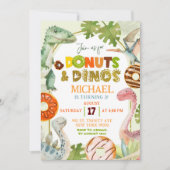 Invitation Gâteaux Donuts Garçon Dinosaure et Fête d'Annivers (Devant)
