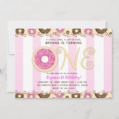 Invitation Gâteaux Donuts Rose Marron Sprinkles Fête d'annive (Devant)