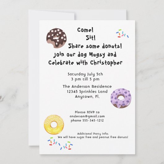 Invitation Gâteaux en forme de chien Puggle drôle pour fête d (Dos)