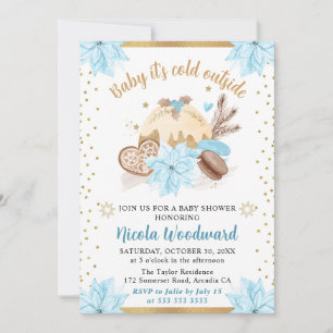 Invitation Gâteaux et biscuits d'hiver bleu aquarelle pour Ba