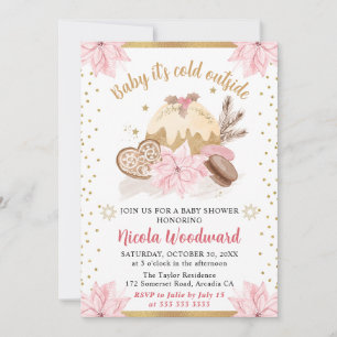Invitation Gâteaux et biscuits rose aquarelle pour Baby Showe