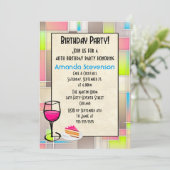 Invitation Gâteaux et cocktails Design géométrique Anniversai (Debout devant)