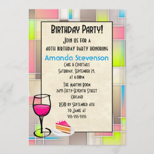 Invitation Gâteaux et cocktails Design géométrique Anniversai