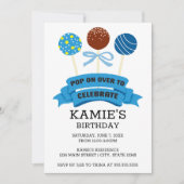 Invitation Gâteaux Pops Bleus Fête d'Anniversaire (Devant)