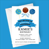 Invitation Gâteaux Pops Bleus Fête d'Anniversaire