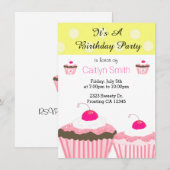 Invitation Gâteaux roses d'anniversaire (Devant / Derrière)