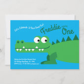 Invitation Gator Alligator Crocodile Enfants 1er fête d'anniv (Devant)