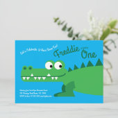 Invitation Gator Alligator Crocodile Enfants 1er fête d'anniv (Debout devant)