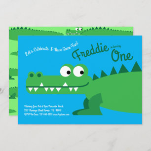 Invitation Gator Alligator Crocodile Enfants 1er fête d'anniv