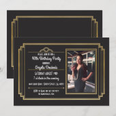Invitation Gatsby Anniversaire de la fête 1920's Roaring Gold (Devant / Derrière)
