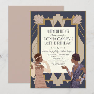 Invitation Gatsby Art déco Anniversaire Afro-Américain
