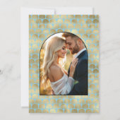 Invitation Gatsby Art Deco Blue & Gold Engagement Party Photo (Dos)