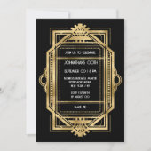 Invitation Gatsby art déco cadre or do-it-yourself fête photo (Devant)
