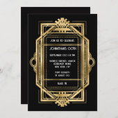 Invitation Gatsby art déco cadre or do-it-yourself fête photo (Devant / Derrière)