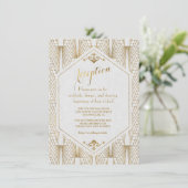 Invitation Gatsby Art Déco Gold White Réception (Debout devant)