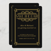 Invitation GATSBY ART DECO mariage ENREGISTRER LA DATE (Devant / Derrière)