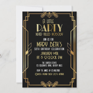 Invitation Gatsby, Art Deco, murder mystery, Soirees