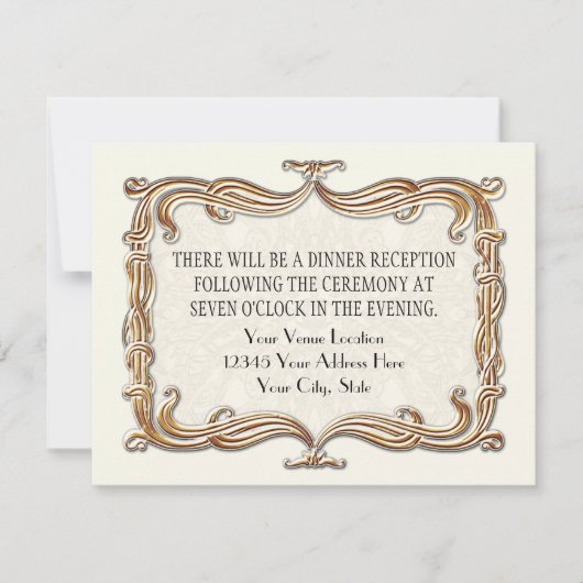 Invitation Gatsby Art Déco Nouveau dentelle Faux Gold Tulip (Devant)