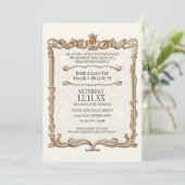 Invitation Gatsby Art Déco Nouveau dentelle Faux Gold Tulip (Debout devant)