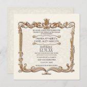 Invitation Gatsby Art Déco Nouveau dentelle Faux Gold Tulip (Devant / Derrière)