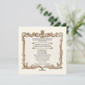 Invitation Gatsby Art Déco Nouveau dentelle Faux Gold Tulip (Debout devant)