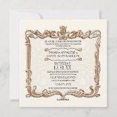 Invitation Gatsby Art Déco Nouveau dentelle Faux Gold Tulip (Devant)