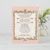 Invitation Gatsby Art Déco Nouveau dentelle Faux Gold Tulip (Debout devant)
