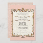 Invitation Gatsby Art Déco Nouveau dentelle Faux Gold Tulip (Devant / Derrière)