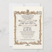 Invitation Gatsby Art Déco Nouveau dentelle Faux Gold Tulip (Devant)