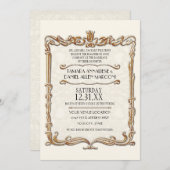 Invitation Gatsby Art Déco Nouveau dentelle Faux Gold Tulip (Devant / Derrière)